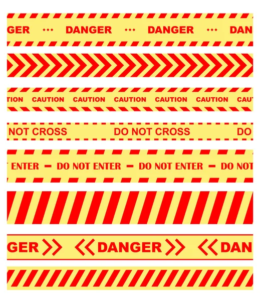 Rubans ou rubans d'avertissement, de danger et de prudence — Image vectorielle