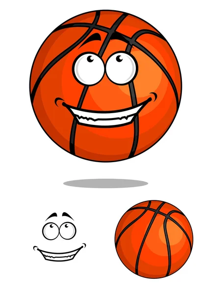 Grinning happy cartoon basketball ball — Stock Vector
