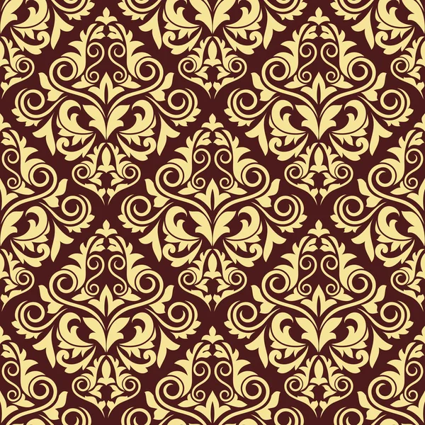 Orné brun et jaune motif arabesque sans couture — Image vectorielle