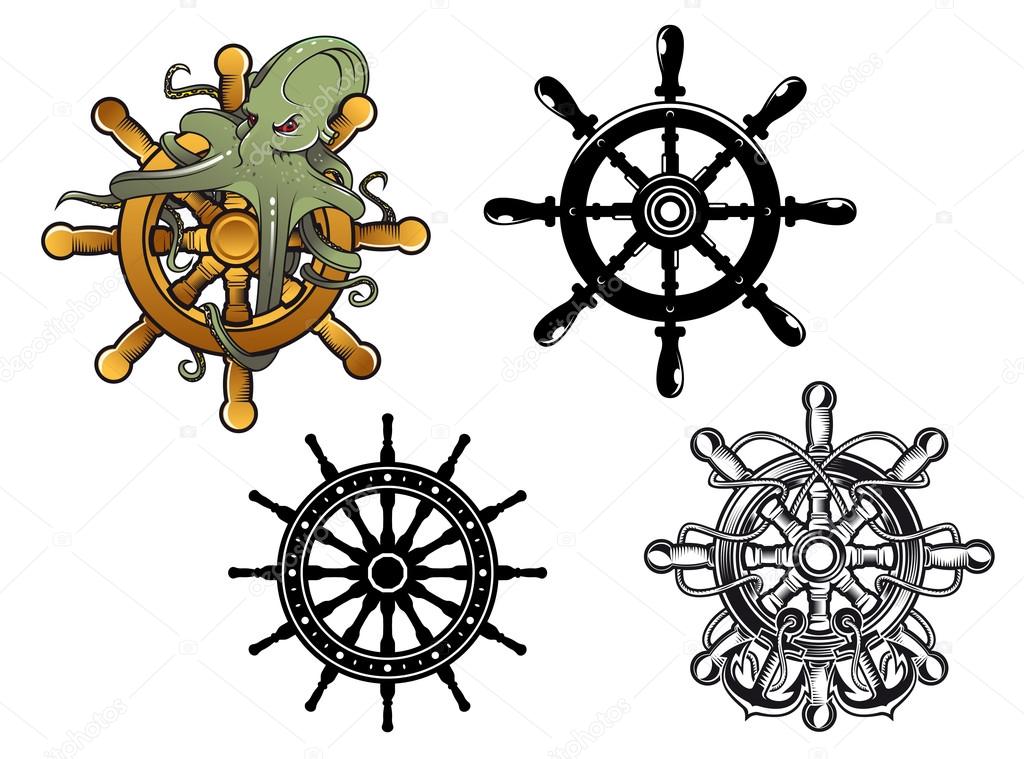 Octopus ans ship steering wheels