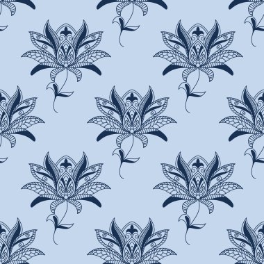 Mavi desenli çiçek desenli