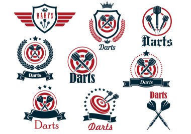 Darts sporting icons and emblems clipart