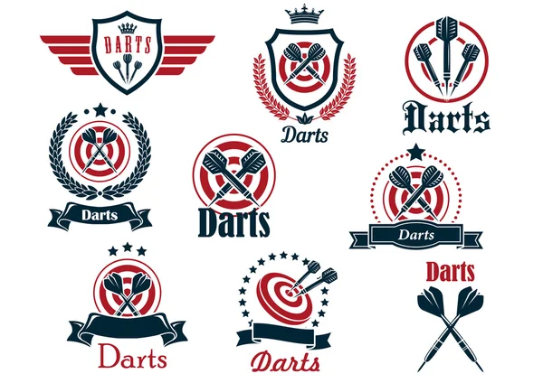 Dardos iconos y emblemas deportivos — Vector de stock