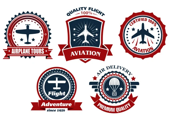 Banderas de aviones y aviación — Vector de stock