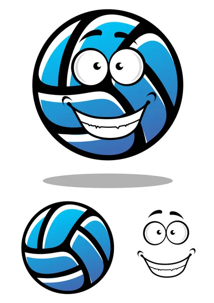 Personnage de balle de volley-ball bleu dessin animé — Image vectorielle