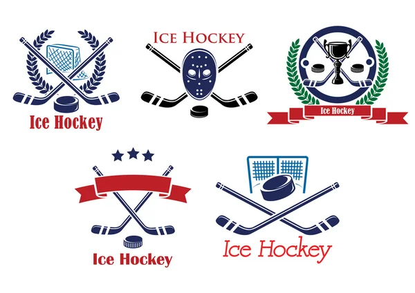 Ice Hockey heraldic emblems and symbols — Stock Vector