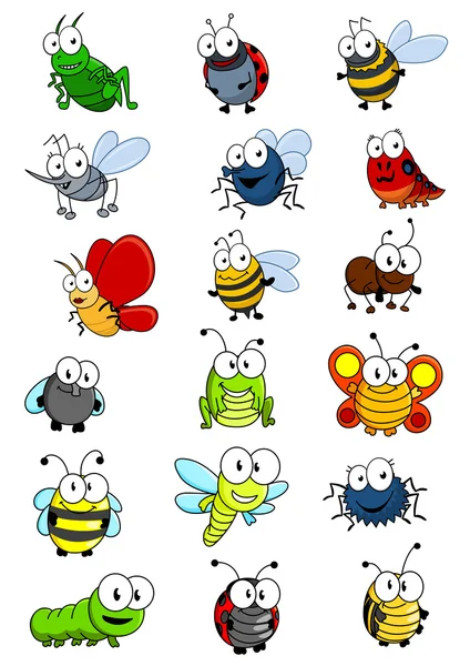 Juego de insectos de dibujos animados — Vector de stock