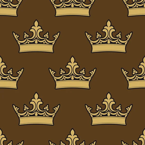 Golden crowns seamless pattern — Stock Vector