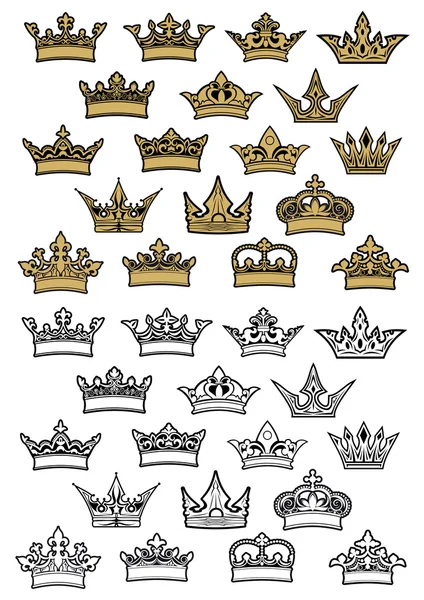 Imperial and royal crowns heraldic set — Stock Vector