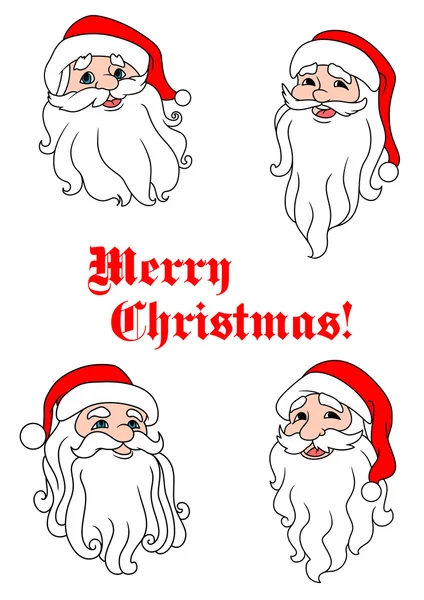 Smiling Santa Claus heads — Stock Vector