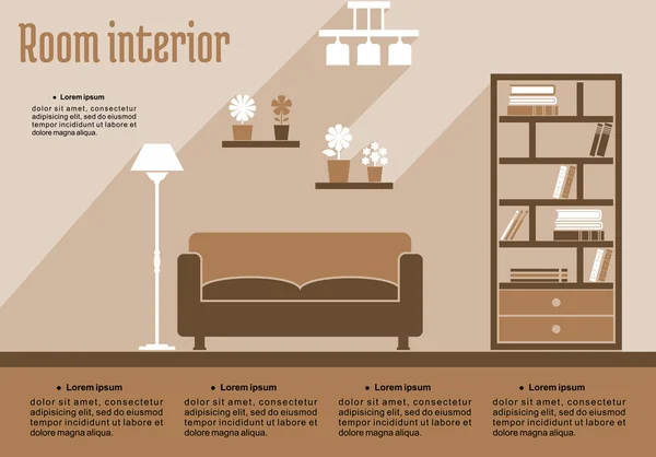 Marrón salón interior — Archivo Imágenes Vectoriales