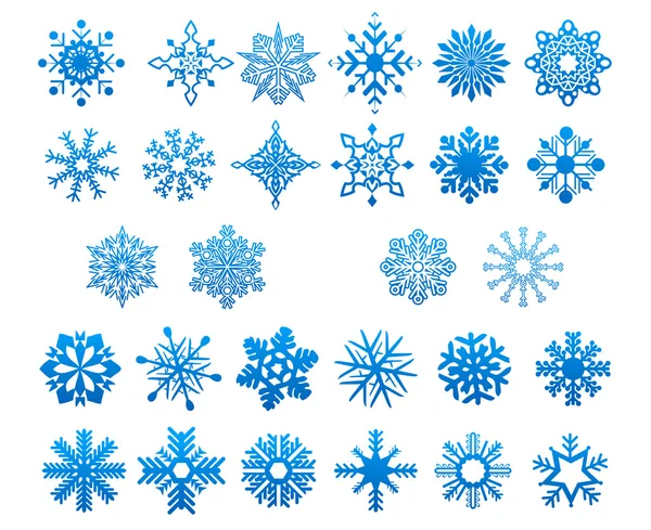 Cool blue snowflakes set — Stock Vector