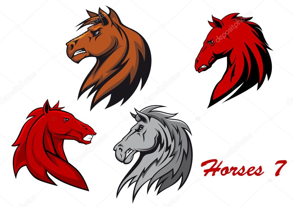 Horse stallions cartoon characters
