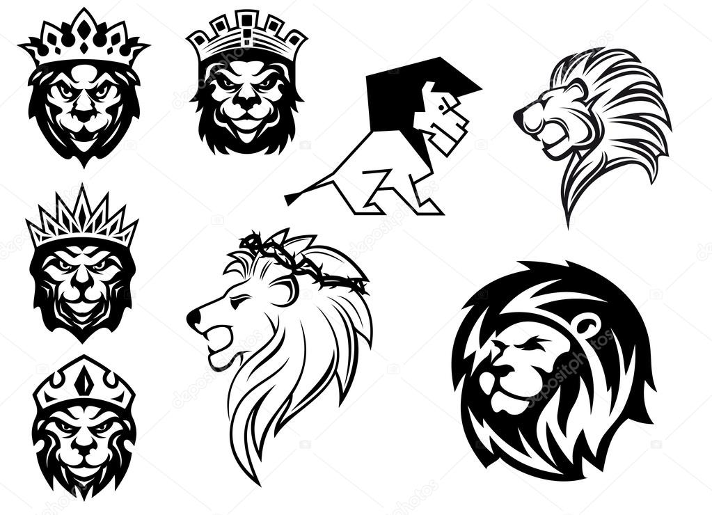 Black and white heraldic lions