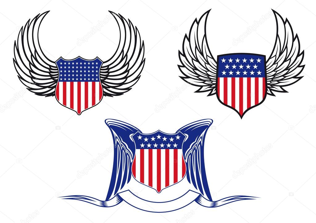 American shields with angel wings
