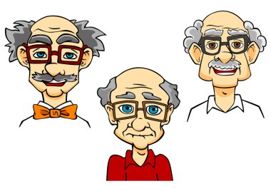 Cartooned yaşlılar Portreler