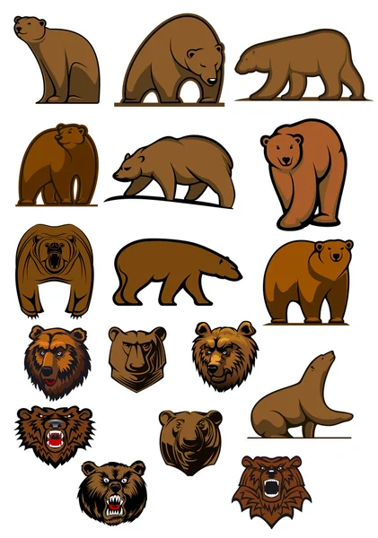 Grizzly y oso marrón personajes — Archivo Imágenes Vectoriales