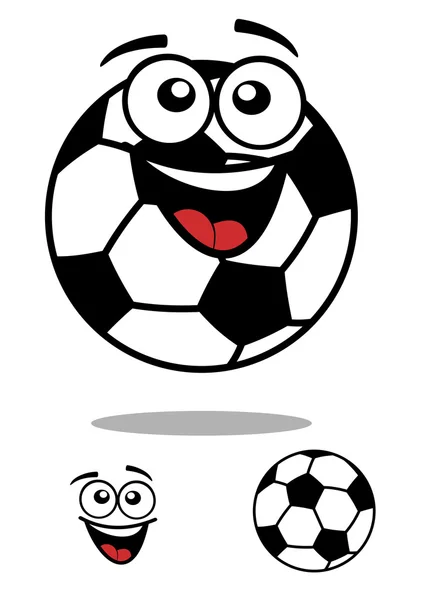 Pelota de fútbol sonriente personaje de dibujos animados — Vector de stock