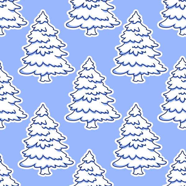 Arbres de Noël enneigés motif sans couture — Image vectorielle