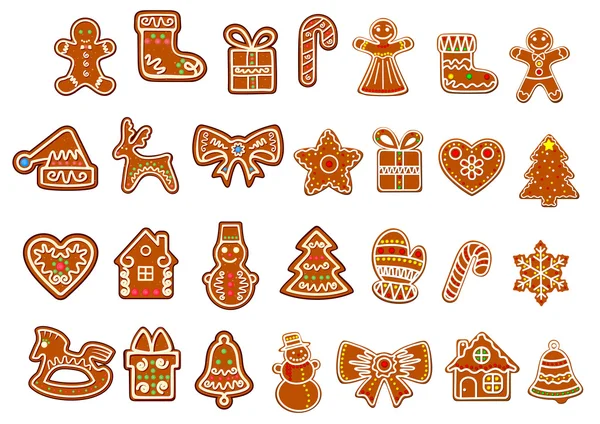 Christmas gingerbread and cookies figures — Stock Vector