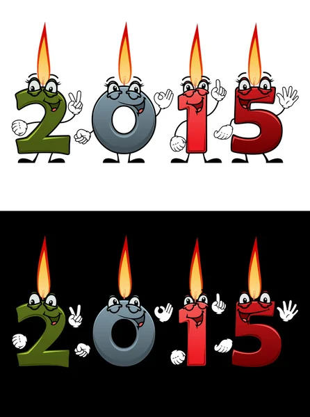 Números de vela de dibujos animados iluminados 2015 — Archivo Imágenes Vectoriales