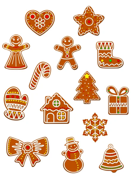 クリスマスジンジャーブレッドクッキーセット — ストックベクタ