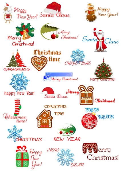 Christmas and New Year holidays designs — Stock Vector