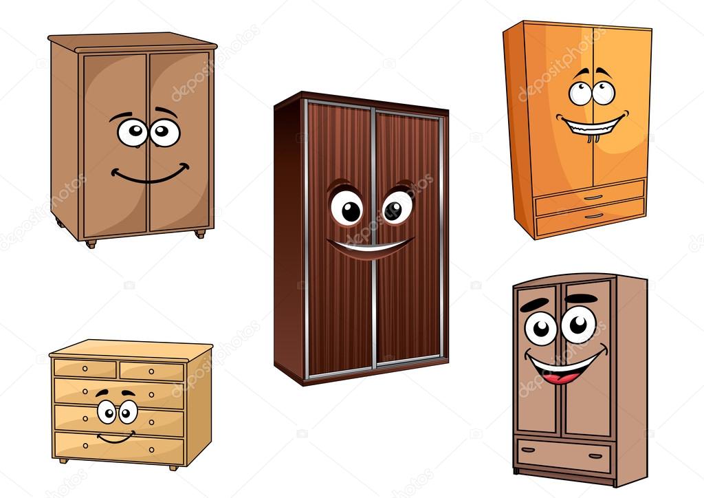 Smiling cartoon cupboards set