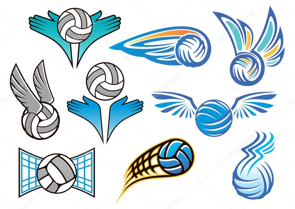 Sporting volleyball emblems and designs