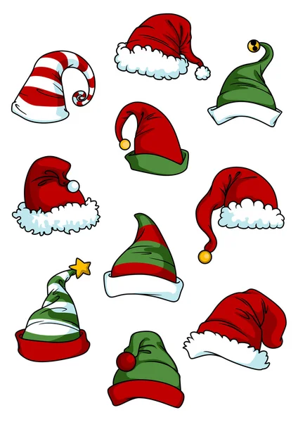 Palhaço, palhaço e Papai Noel desenhos animados chapéus — Vetor de Stock
