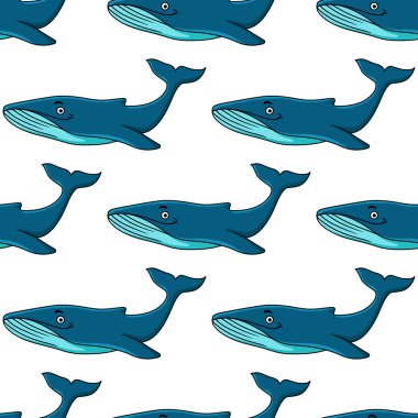 Gülümseyen çizgi film mavi balinalar sorunsuz arka plan