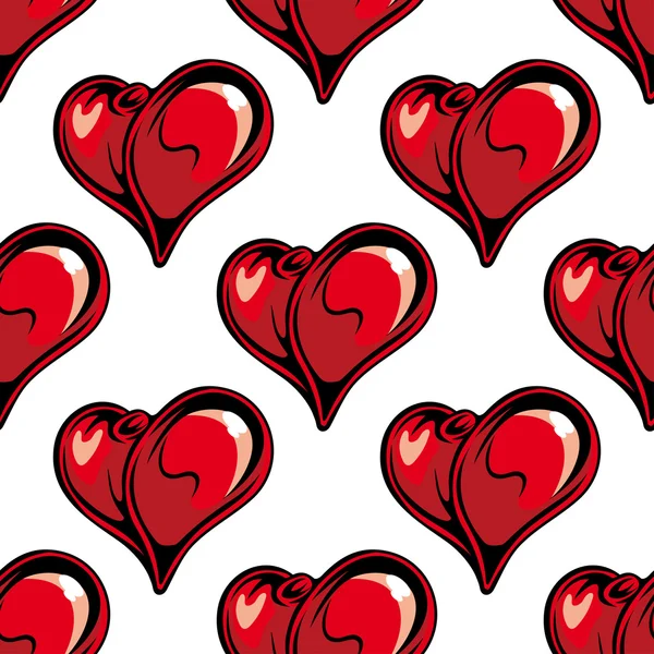 Retro red hearts seamless pattern — Stock Vector