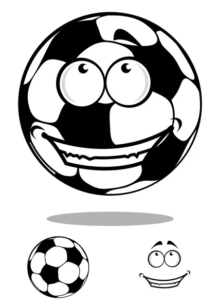 Personaje de pelota de fútbol con sonrisa feliz — Vector de stock