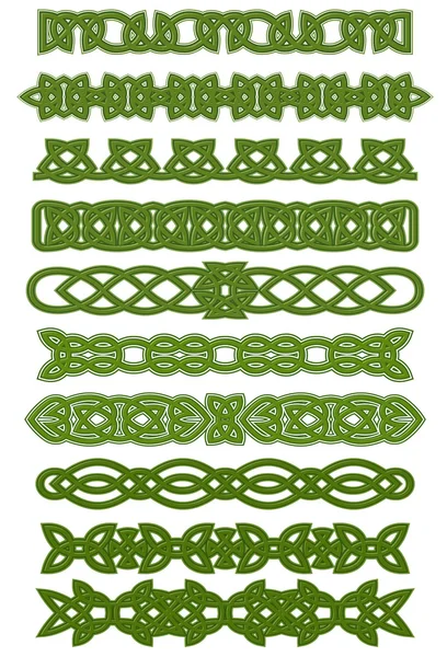 Green celtic knots ornaments and patterns — Stock Vector