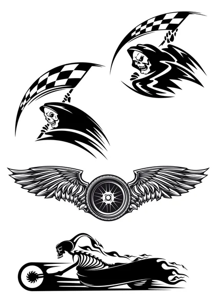 Projeto mascote motocross preto — Vetor de Stock