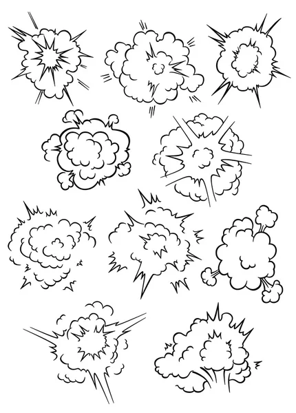 漫画爆炸云层和泡沫集 — 图库矢量图片