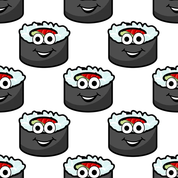 Fondo de patrón sin costuras de sushi divertido — Archivo Imágenes Vectoriales