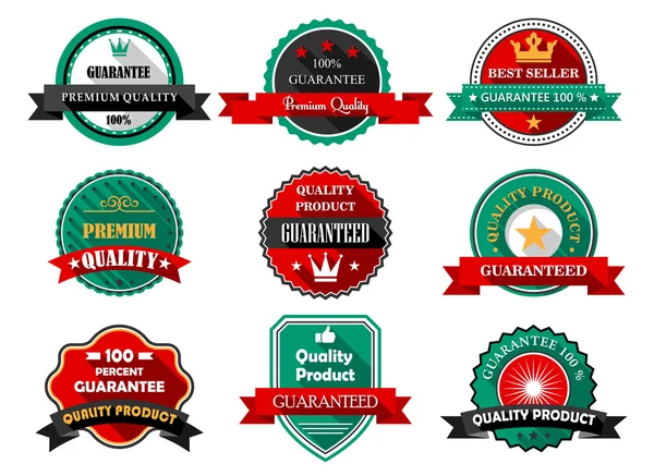 Flat quality and guarantee labels — Stock Vector