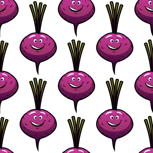 Seamless smiling cartoon beet background — Stock Vector