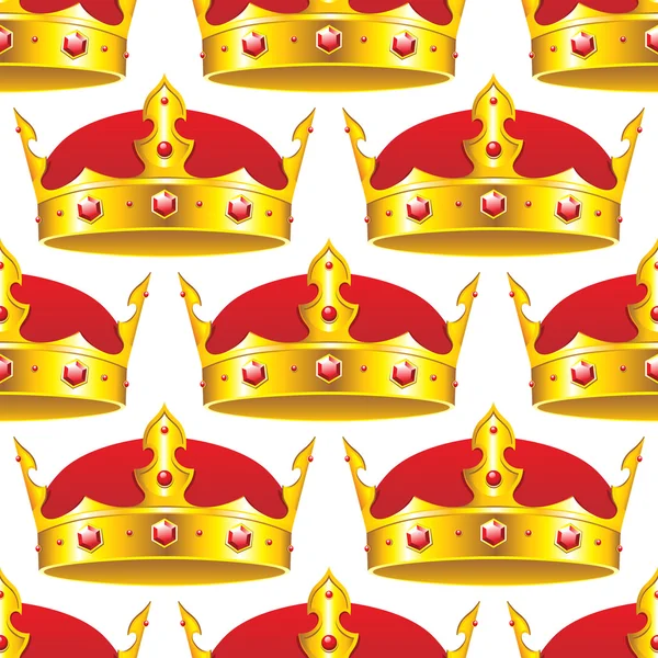 Golden crown in seamless pattern — Stock Vector