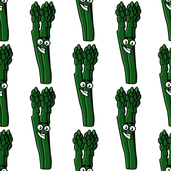 Seamless background with cartoon asparagus vegetables — Stock Vector