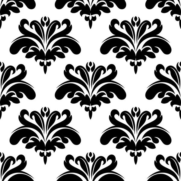 Naadloos zwart-wit bloeiend patroon — Stockvector
