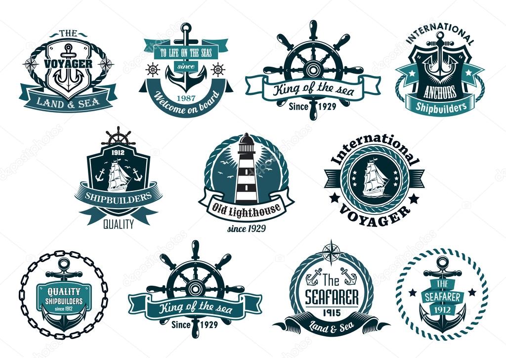 Dark blue nautical labels