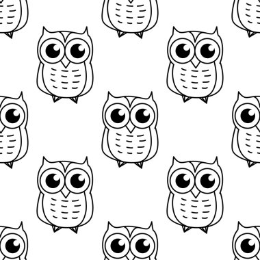 Doodle baykuş seamless modeli