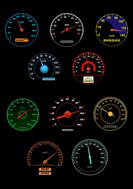 Sppeedometers and speed dials clipart