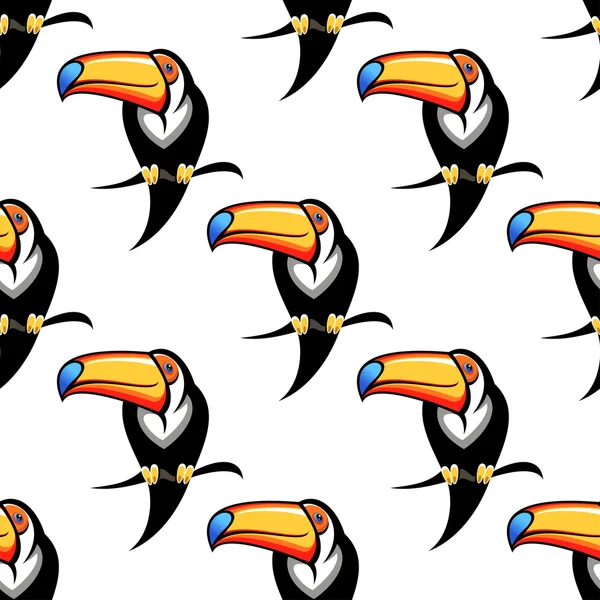 Warna-warni burung toucan pola mulus - Stok Vektor