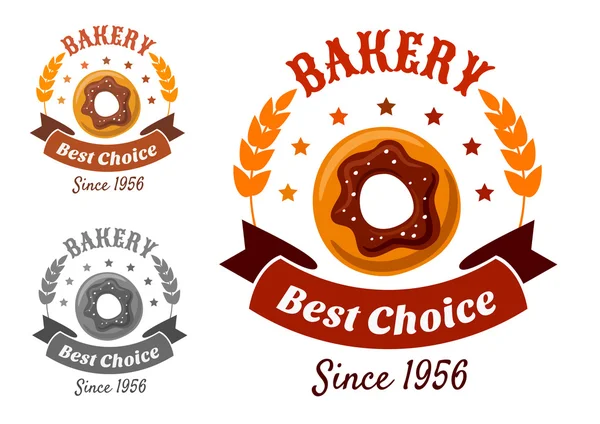 Bakery emblem with cookie — Stock Vector