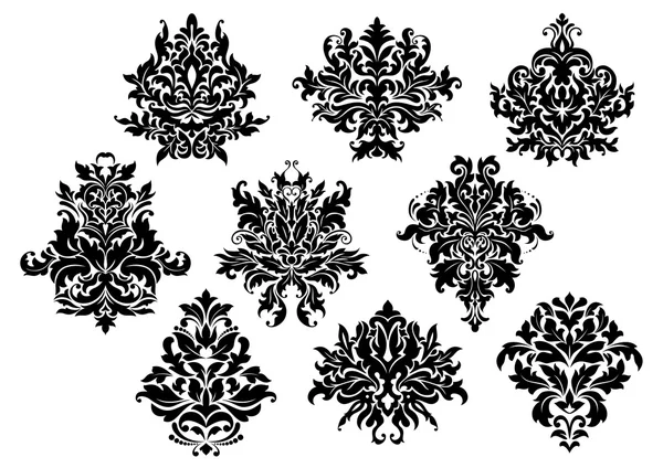 Eléments floraux et motifs vintage — Image vectorielle