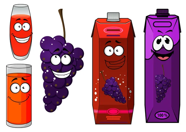Funny cartoon grape and juice — Stock Vector