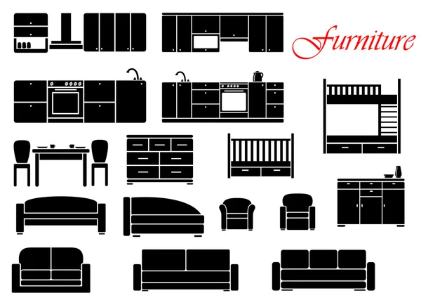 Ensemble de meubles de maison assortis — Image vectorielle